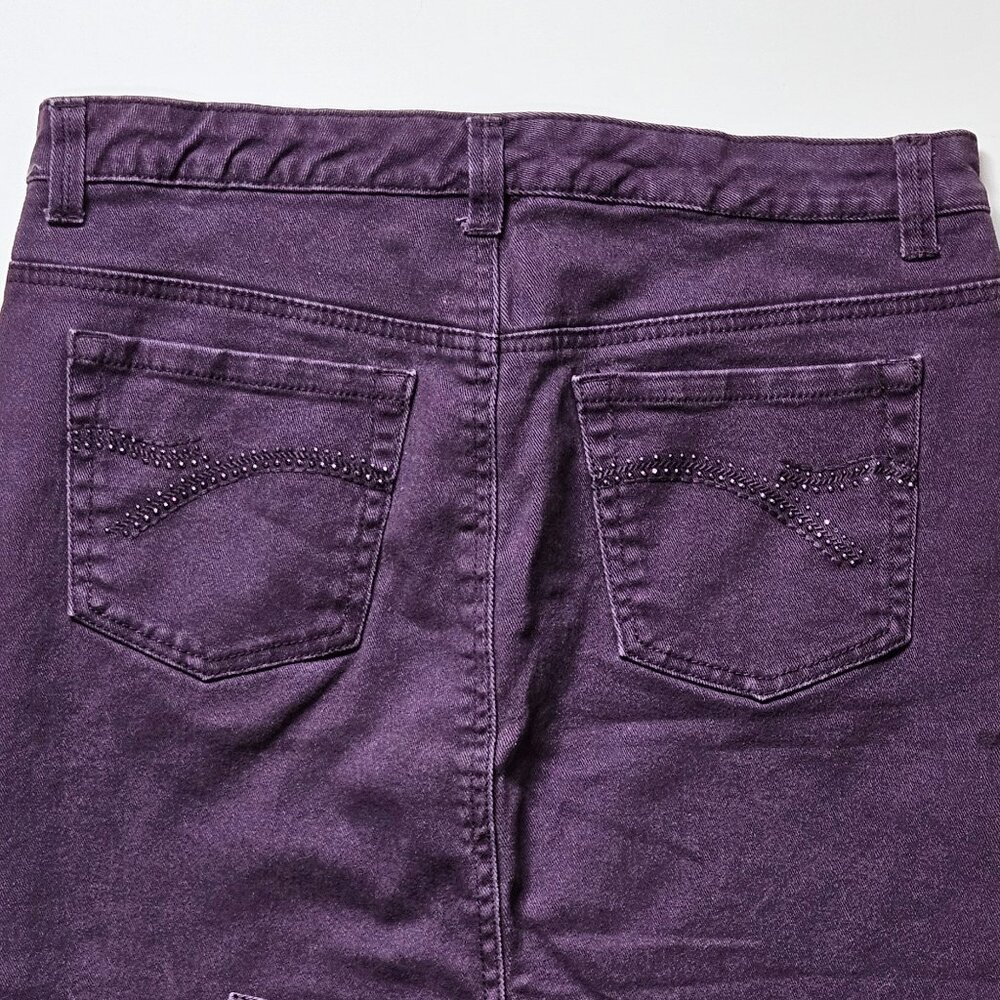 Gloria Vanderbilt Amanda Purple Denim Skirt with Rhinestone Back Pockets - Picture 5 of 10